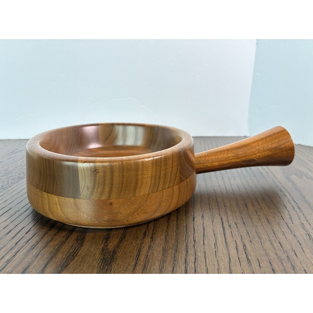 Vintage Mid-Century Danish Modern Solid American Walnut Wooden Bowl w/ Handle